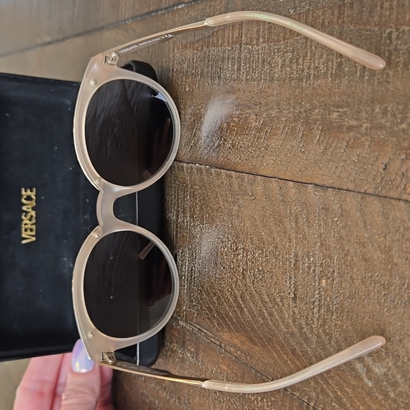 Versace Mirrored Blush/Rose Gold Cat Eye Sunglasses - Picture 10 of 11